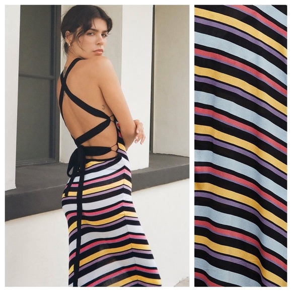 NWT. Zara Diagonal Striped Knitted Midi Dress. Size S. - Picture 2 of 9